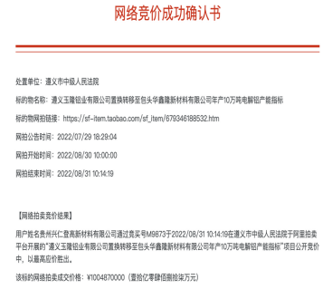【热度】10亿成交！10万吨电解铝产能指标”花落登高铝业